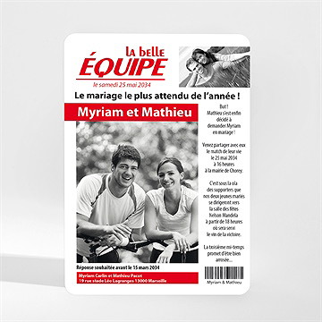 Faire-part mariage la belle equipe magnet