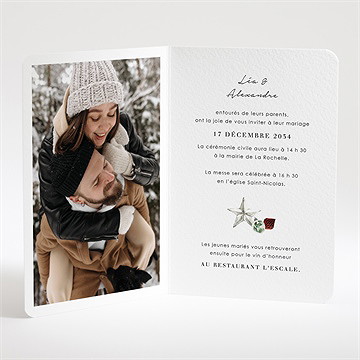 Faire-part mariage en hiver plié - Intérieur du faire-part