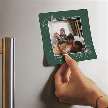 Carte de voeux voeux jolie gravure magnet - Mise en situation