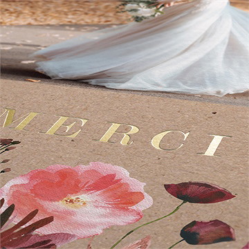 Remerciement mariage floral - Marquage à chaud OR
