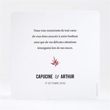 Remerciement mariage floral - Dos de la carte