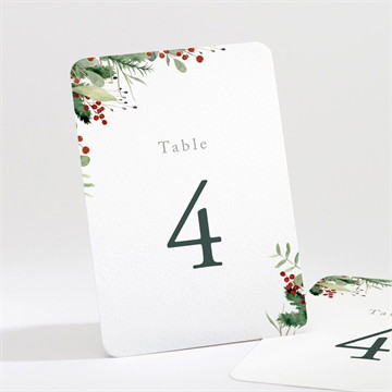 Numéro de table mariage thème noël plié