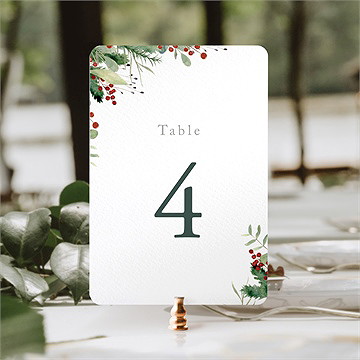 Numéro de table mariage thème noël - Mise en situation