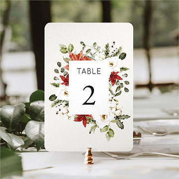 Numéro de table mariage fleurs d'hiver - Mise en situation