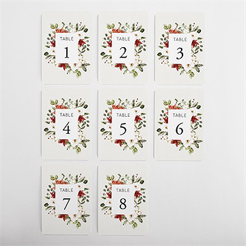 Numéro de table mariage fleurs d'hiver - Vue d'ensemble