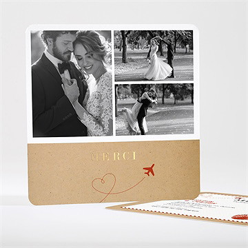 Remerciement mariage passeport vintage dorure