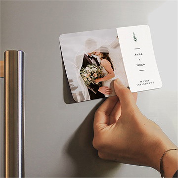 Remerciement mariage emeraude magnet - Mise en situation