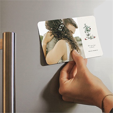 Remerciement mariage en hiver magnet - Mise en situation