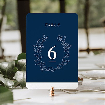 Numéro de table mariage bleu romantique - Mise en situation