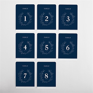 Numéro de table mariage bleu romantique - Vue d'ensemble