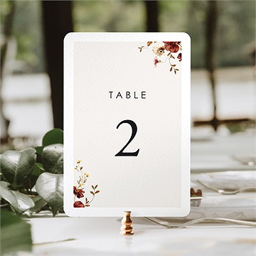 Numéro de table mariage en automne - Mise en situation