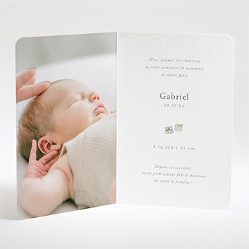 Faire-part naissance bébé garçon plié - Intérieur du faire-part