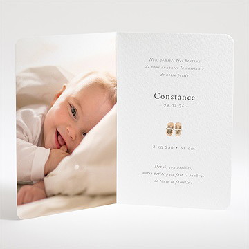 Faire-part naissance bébé fille plié - Intérieur du faire-part