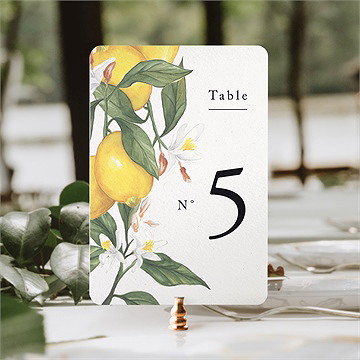 Numéro de table mariage citron - Mise en situation