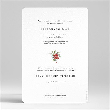 Faire-part mariage douce subtilité portrait - Dos du faire-part