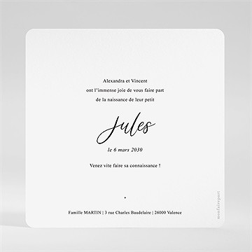 Faire-part naissance tendresse - Dos du faire-part