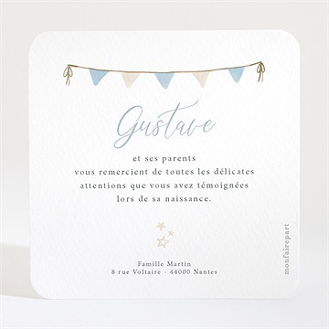 Remerciement naissance montgolfière - Dos de la carte