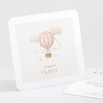 Remerciement naissance une montgolfière plié