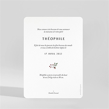 Faire-part naissance forêt d'automne portrait - Dos du faire-part