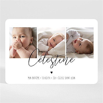 Faire-part de baptême pêle-mêle coeur - Mise en situation