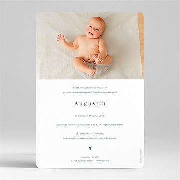 Faire-part de baptême multi photos pictos - Dos du faire-part