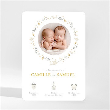 Faire-part de baptême vers le beau jumeaux - Mise en situation