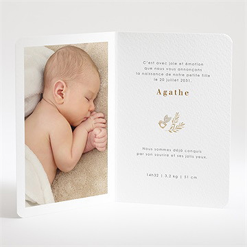 Faire-part naissance bébé koala plié - Intérieur du faire-part