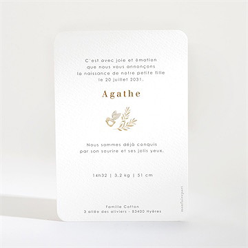 Faire-part naissance bébé koala portrait - Dos du faire-part