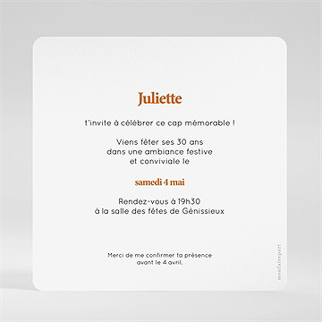 Invitation anniversaire 30 ans humour - Dos de l'invitation