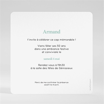 Invitation anniversaire 50 ans humour - Dos de l'invitation