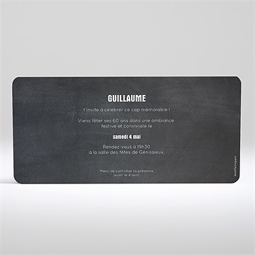 Invitation anniversaire jeux ardoise - Dos de l'invitation