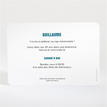 Invitation anniversaire jeux multicolore - Dos du faire-part