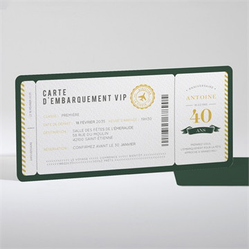 Invitation anniversaire carte d’embarquement 40 ans