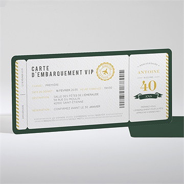 Invitation anniversaire carte d’embarquement 40 ans