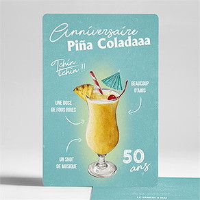 Invitation anniversaire cocktail tropical 50 ans