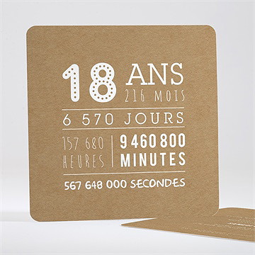 Invitation anniversaire 18 ans kraft