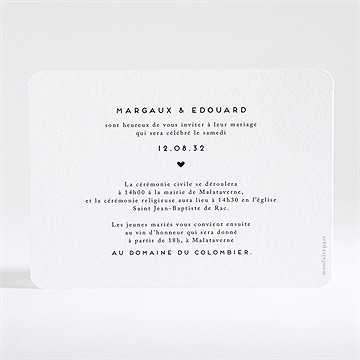 Faire-part mariage classique photo paysage - Dos du faire-part