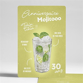 Invitation anniversaire mojito 30 ans