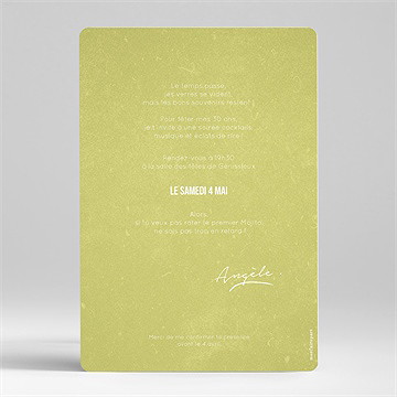 Invitation anniversaire mojito 30 ans - Dos de l'invitation