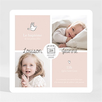Faire-part de baptême petites soeurs magnet