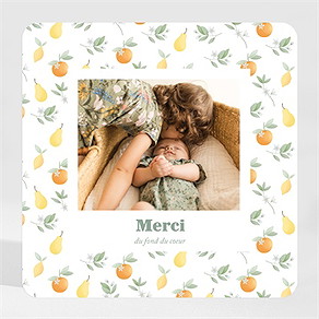 Remerciement naissance motif fruité