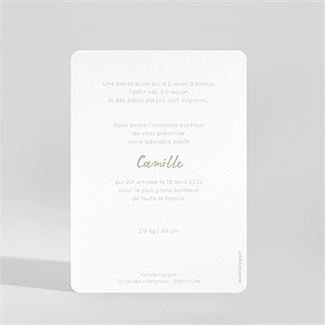 Faire-part naissance vichy portrait - Dos du faire-part