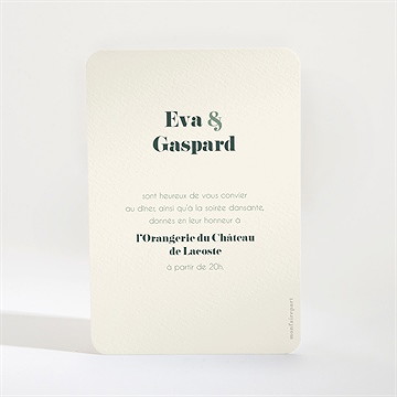 Carton d'invitation mariage tons vert sauge - Dos du carton