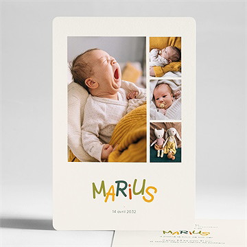 Faire-part naissance prénom coloré