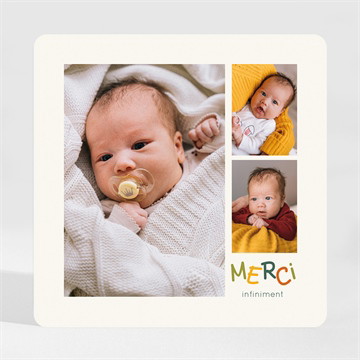 Remerciement naissance prénom coloré photomaton