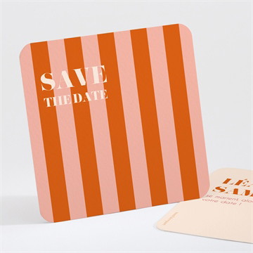 Save the Date mariage orange et fuchsia superposé