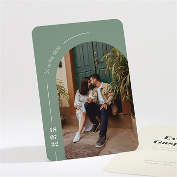 Save the Date mariage vert sauge étui