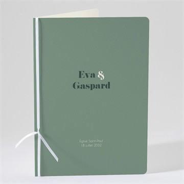 Livret de messe mariage vert sauge étui