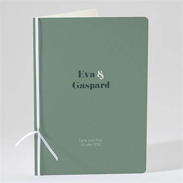 Livret de messe mariage tons vert sauge
