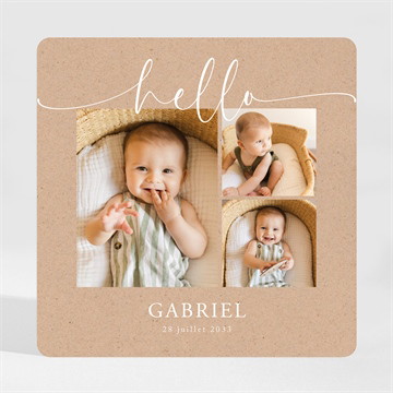 Faire-part naissance kraft photos magnet